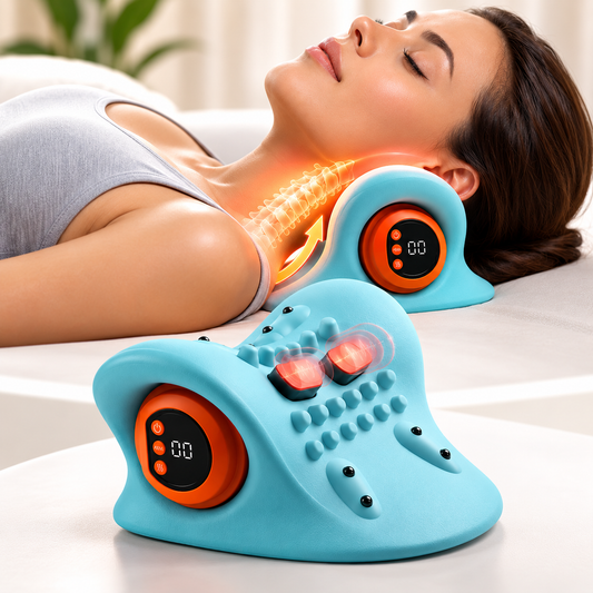 CerviCare™ Lyra — Oreiller de Traction Cervicale & Massage EMS